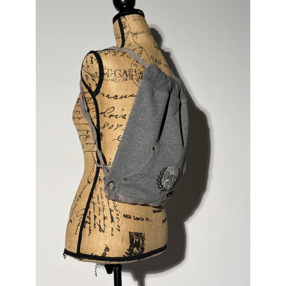 Vintage Y2k Gap Drawstring Cotton Knit Bag Gray View 2